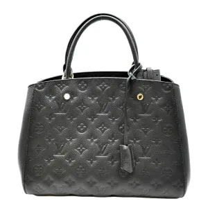 LOUIS VUITTON Montaigne MM Monogram Empreinte Satchel Bag Black