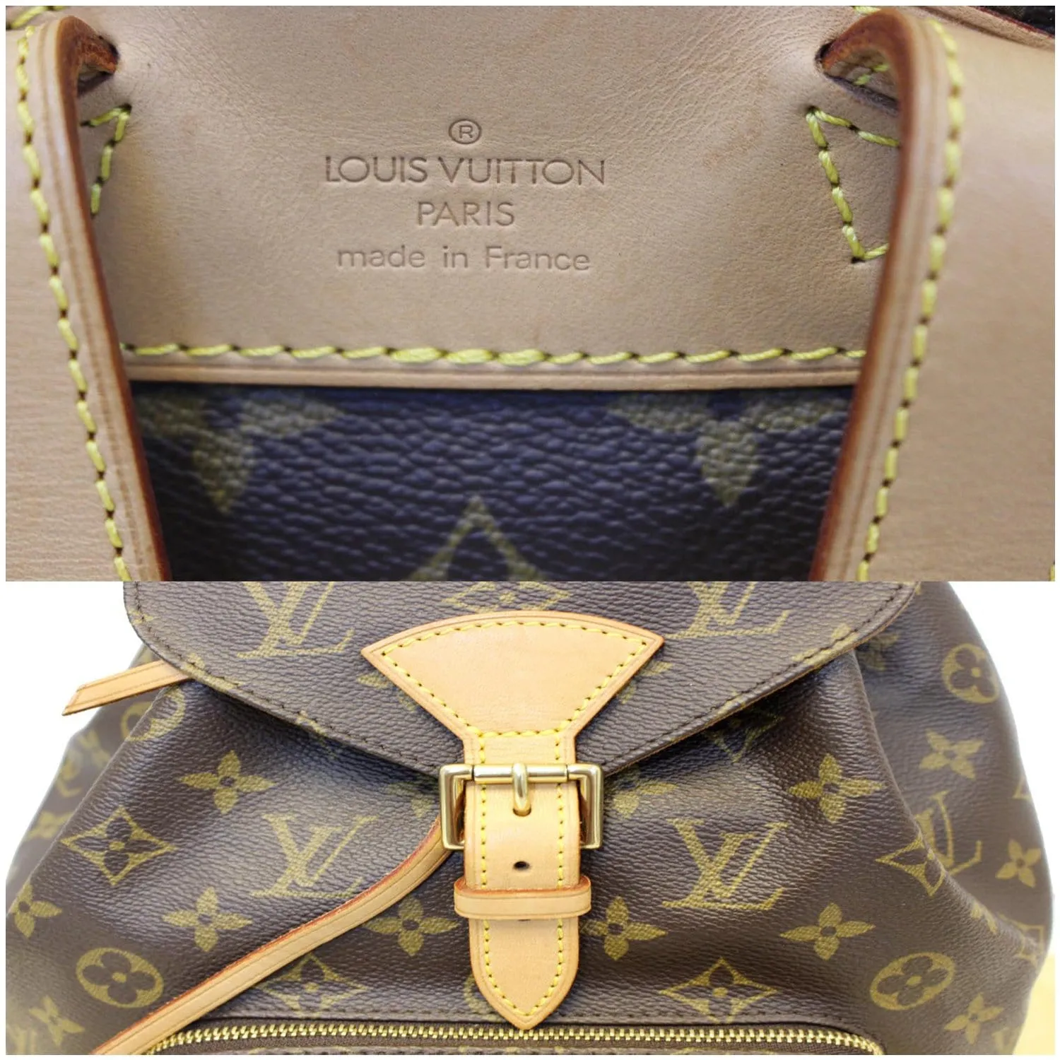 LOUIS VUITTON Montsouris MM Monogram Canvas Backpack Bag Brown