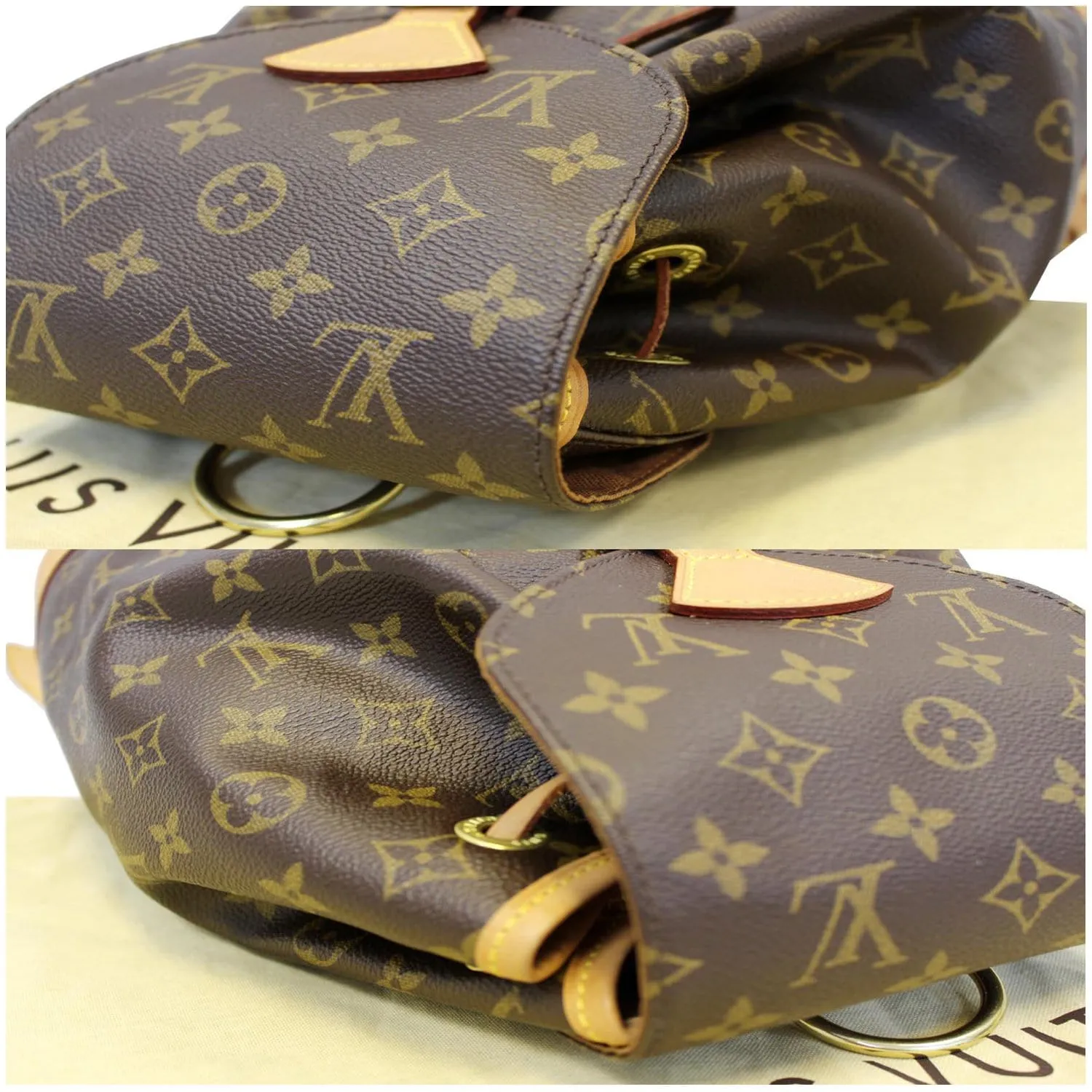 LOUIS VUITTON Montsouris MM Monogram Canvas Backpack Bag Brown