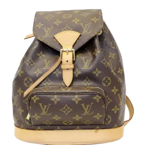 LOUIS VUITTON Montsouris MM Monogram Canvas Backpack Bag Brown