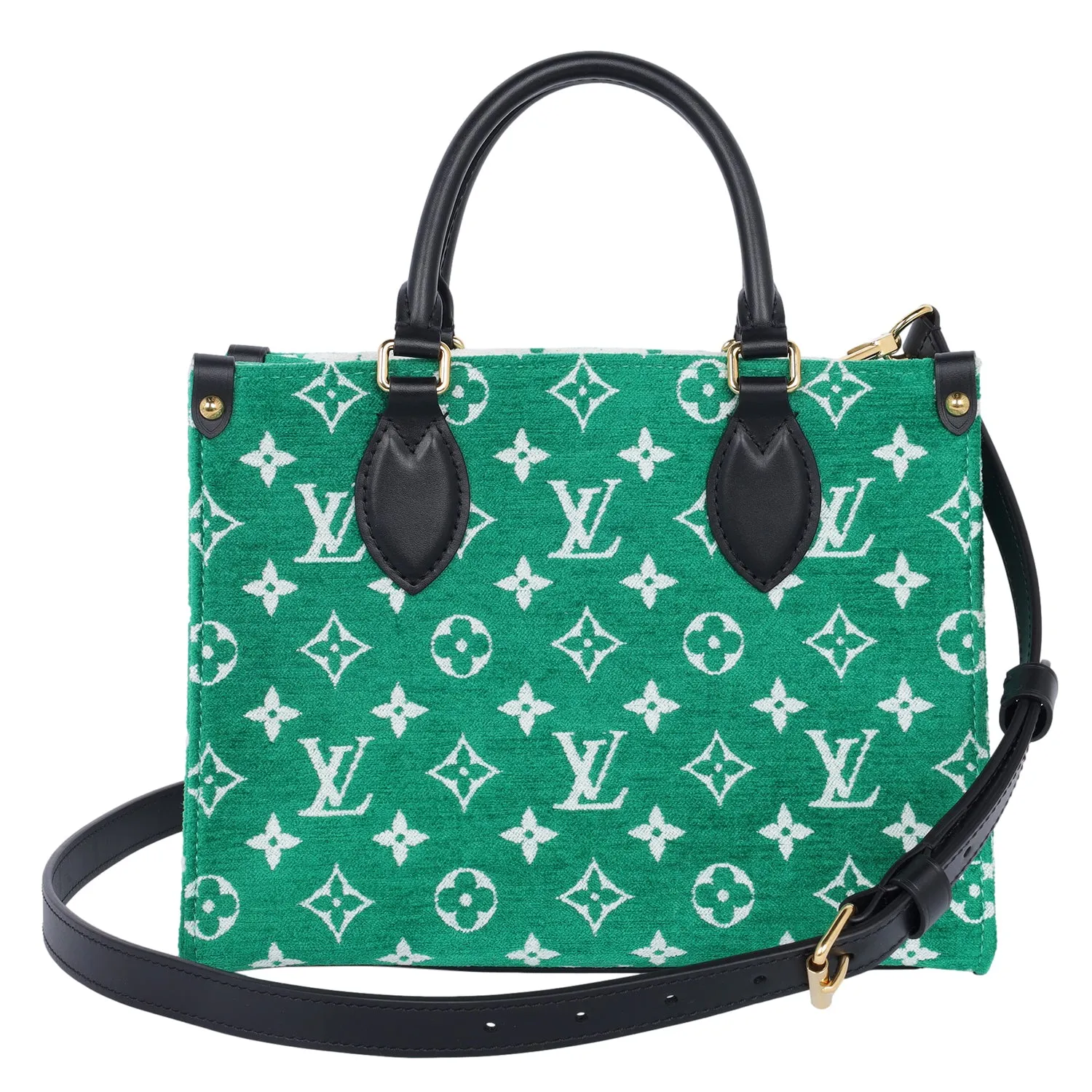 Louis Vuitton OnTheGo PM Monogram Velvet Tote Shoulder Bag Green