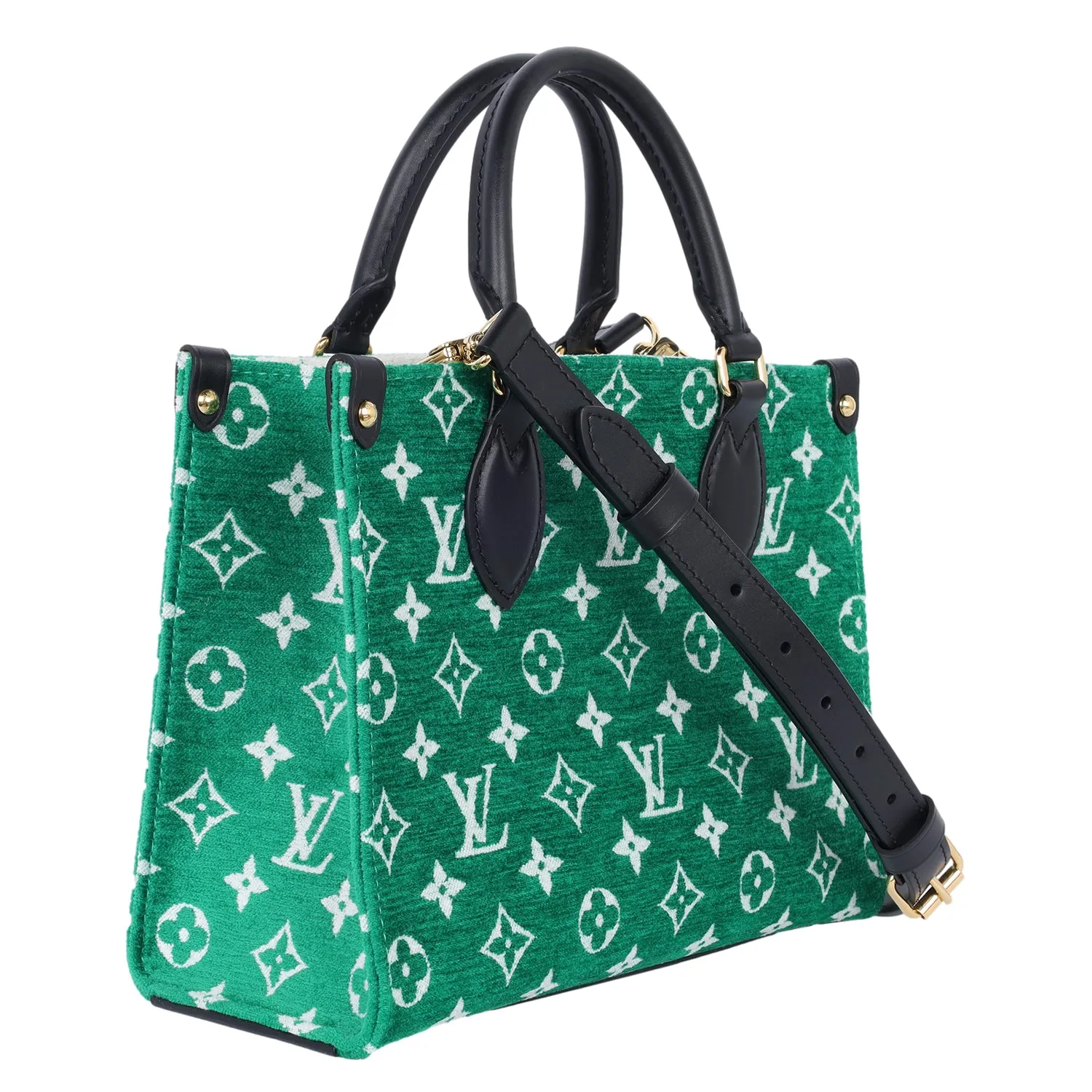 Louis Vuitton OnTheGo PM Monogram Velvet Tote Shoulder Bag Green