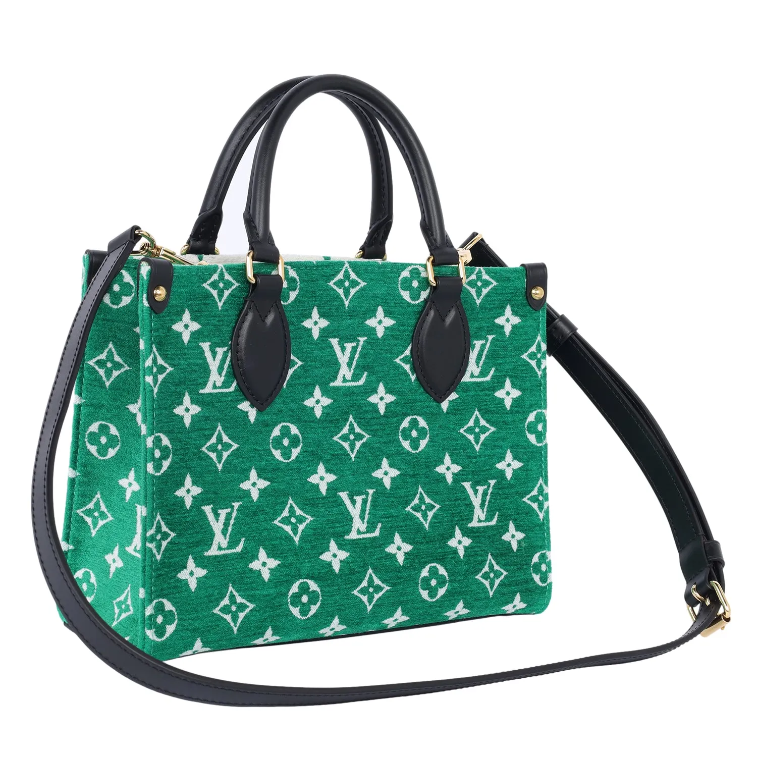 Louis Vuitton OnTheGo PM Monogram Velvet Tote Shoulder Bag Green