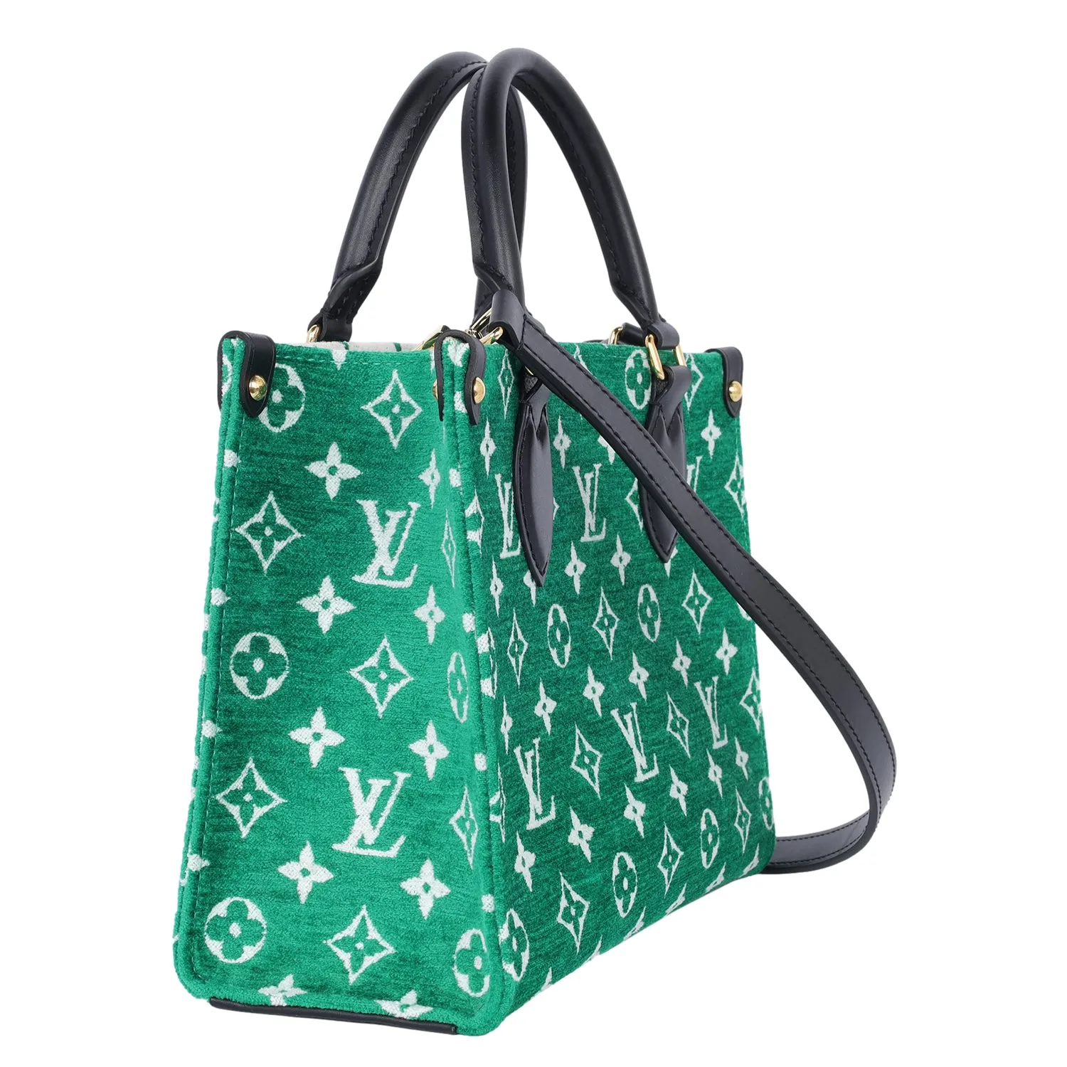 Louis Vuitton OnTheGo PM Monogram Velvet Tote Shoulder Bag Green