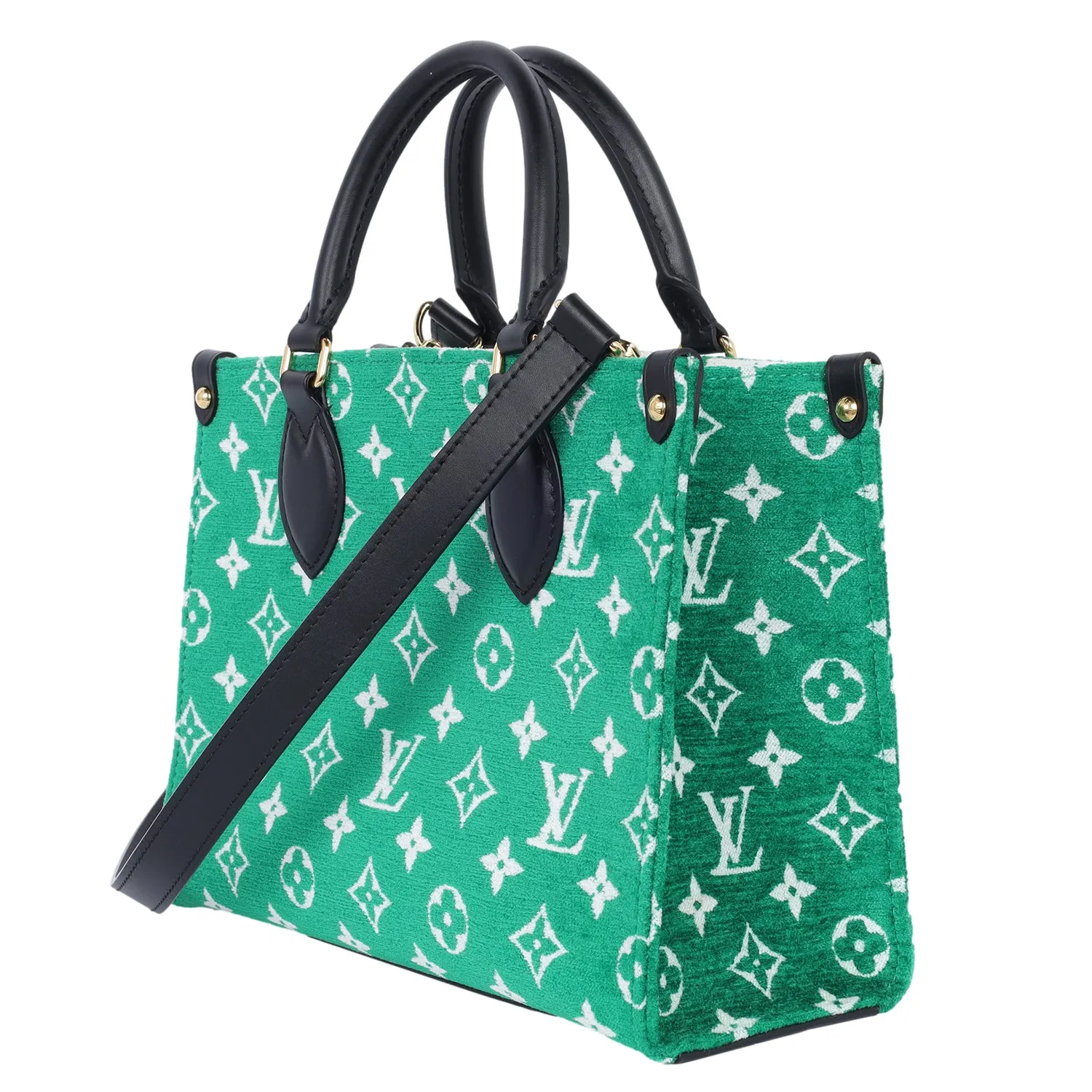 Louis Vuitton OnTheGo PM Monogram Velvet Tote Shoulder Bag Green