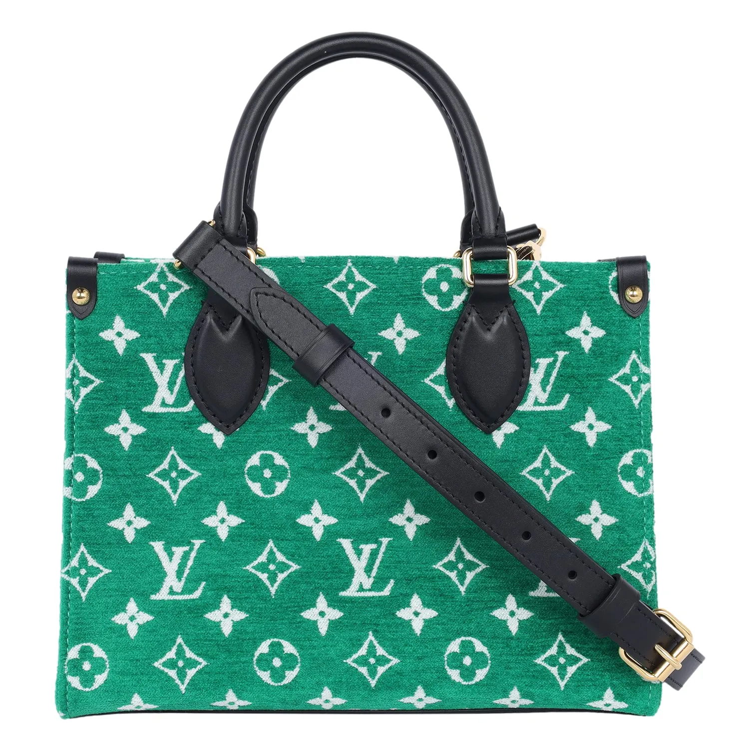 Louis Vuitton OnTheGo PM Monogram Velvet Tote Shoulder Bag Green