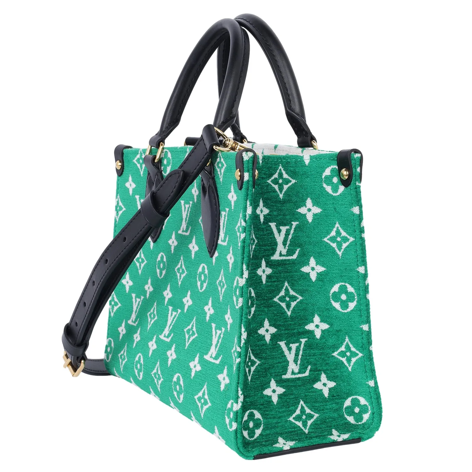 Louis Vuitton OnTheGo PM Monogram Velvet Tote Shoulder Bag Green
