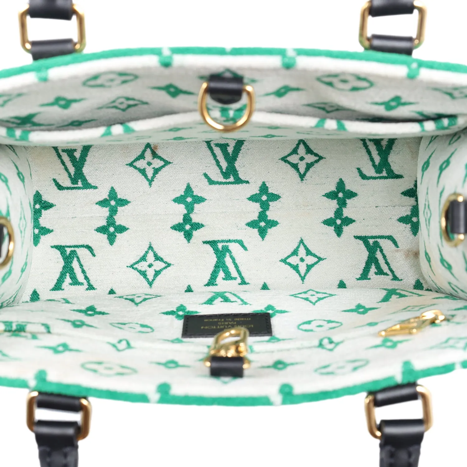Louis Vuitton OnTheGo PM Monogram Velvet Tote Shoulder Bag Green