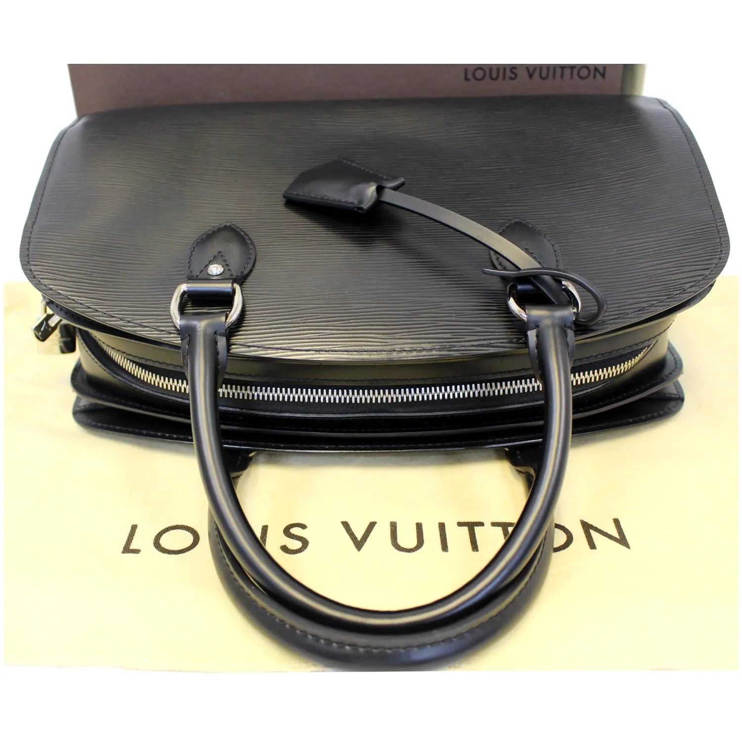 LOUIS VUITTON Pont Neuf PM Epi Leather Satchel Bag Black