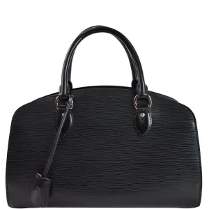 LOUIS VUITTON Pont Neuf PM Epi Leather Satchel Bag Black
