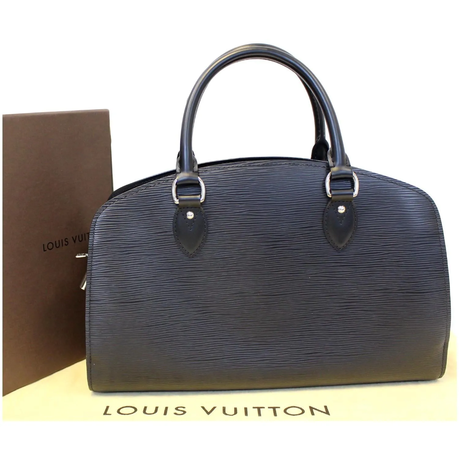LOUIS VUITTON Pont Neuf PM Epi Leather Satchel Bag Black