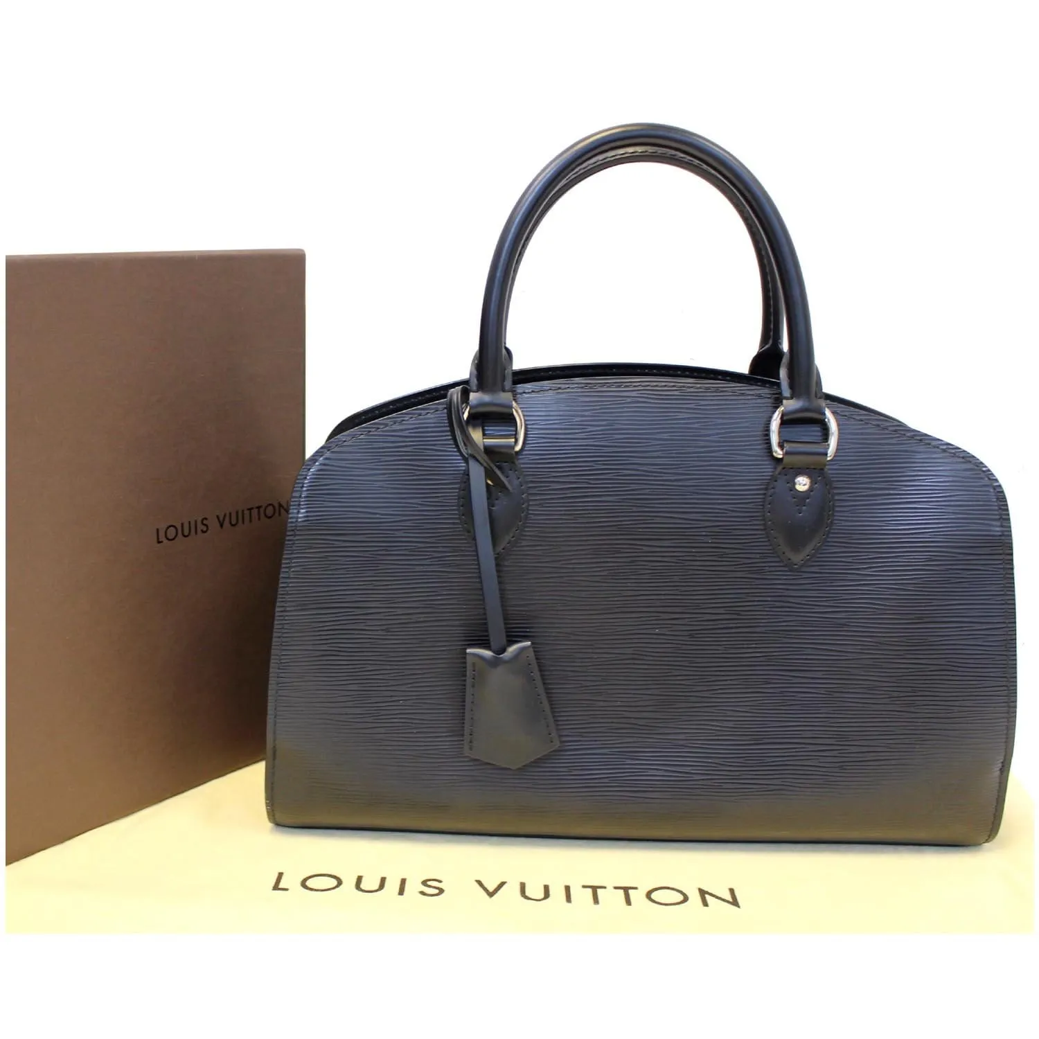 LOUIS VUITTON Pont Neuf PM Epi Leather Satchel Bag Black