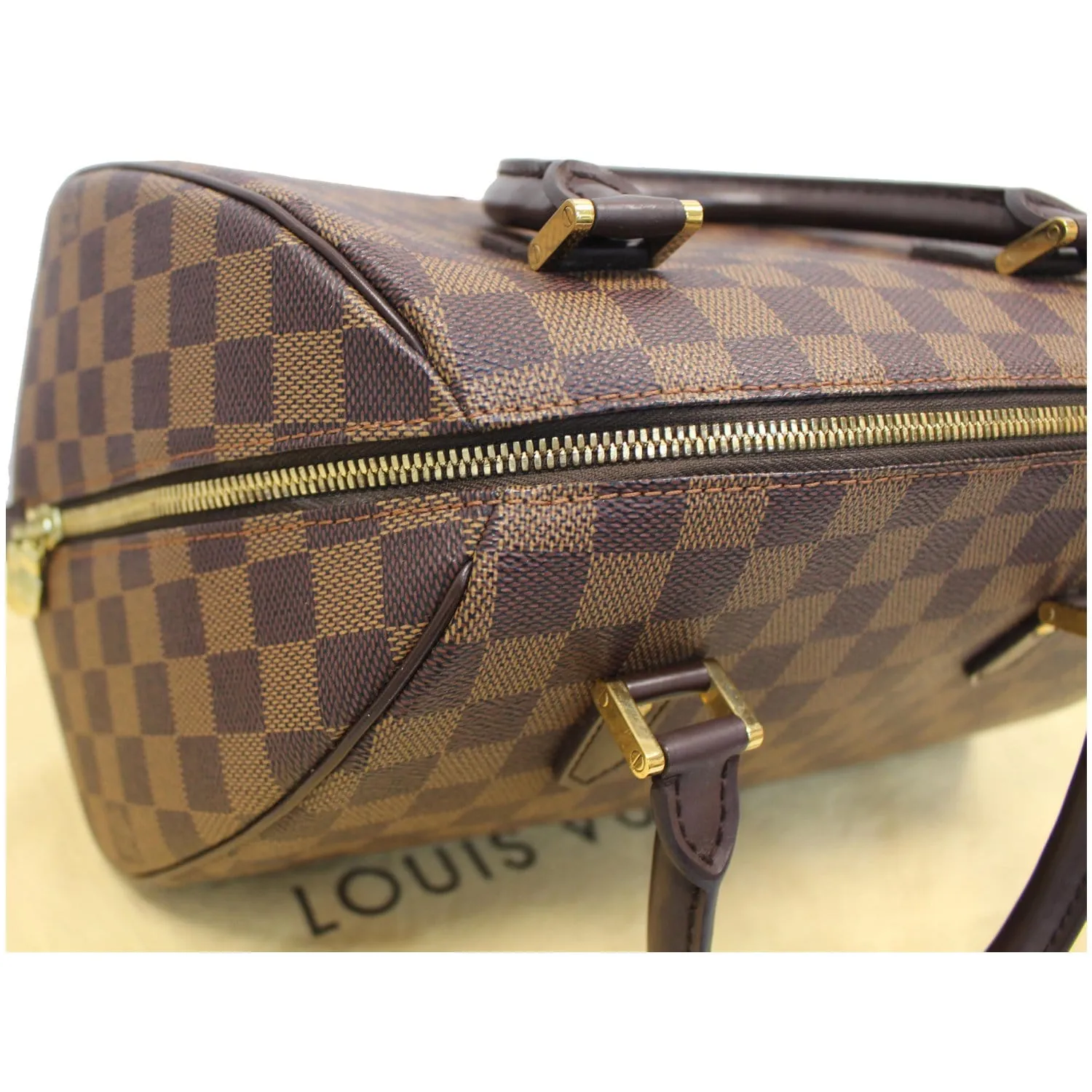 LOUIS VUITTON Ribera MM Damier Ebene Satchel Bag Brown