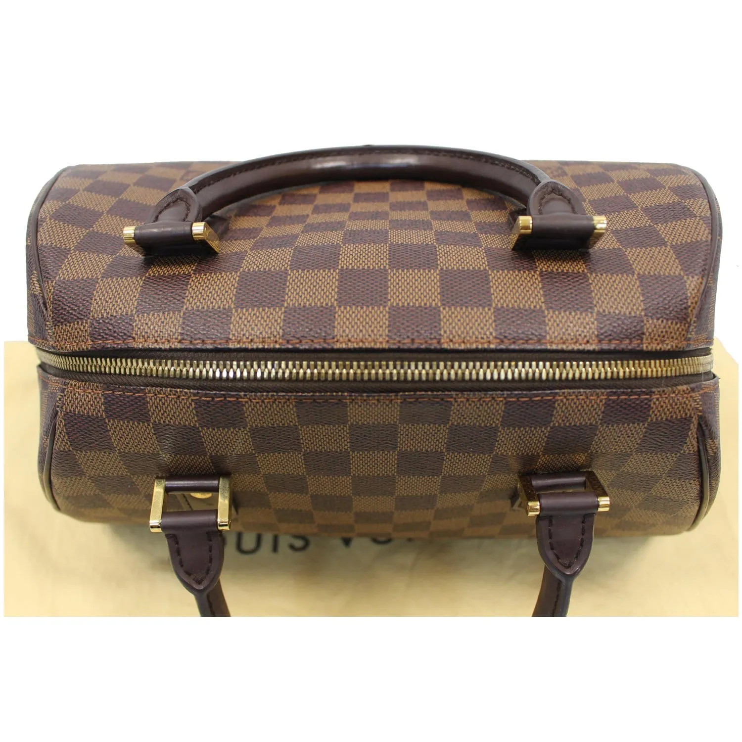 LOUIS VUITTON Ribera MM Damier Ebene Satchel Bag Brown