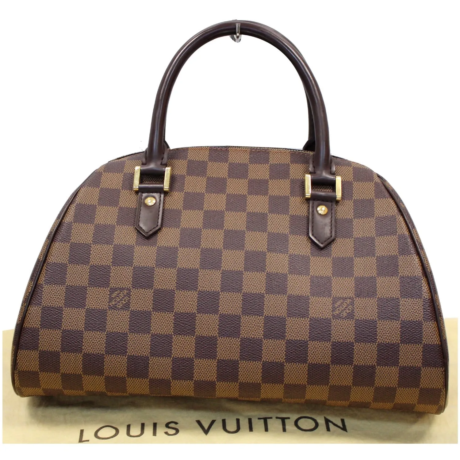 LOUIS VUITTON Ribera MM Damier Ebene Satchel Bag Brown
