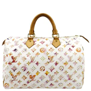 LOUIS VUITTON Richard Prince Watercolor Aquarelle Speedy 35 Monogram Satchel Bag Multicolor