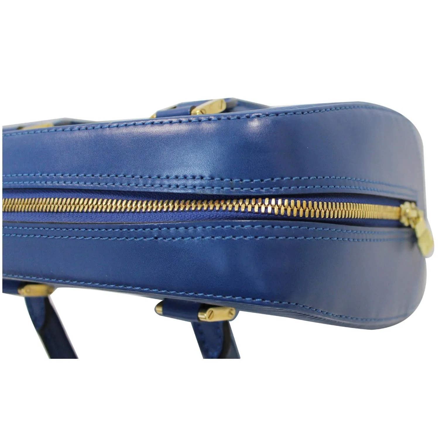 LOUIS VUITTON Sablon Epi Leather Satchel Bag Blue