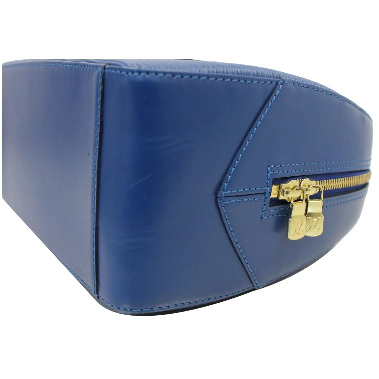 LOUIS VUITTON Sablon Epi Leather Satchel Bag Blue