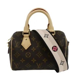 LOUIS VUITTON Speedy 20 Bandouliere Monogram Canvas Satchel Bag Brown