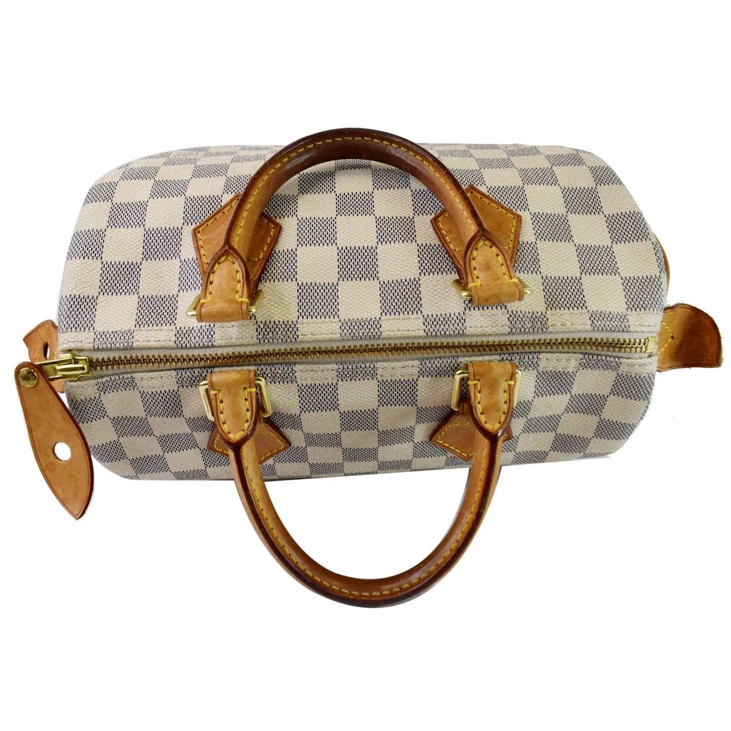 LOUIS VUITTON Speedy 25 Damier Azur Satchel Bag White