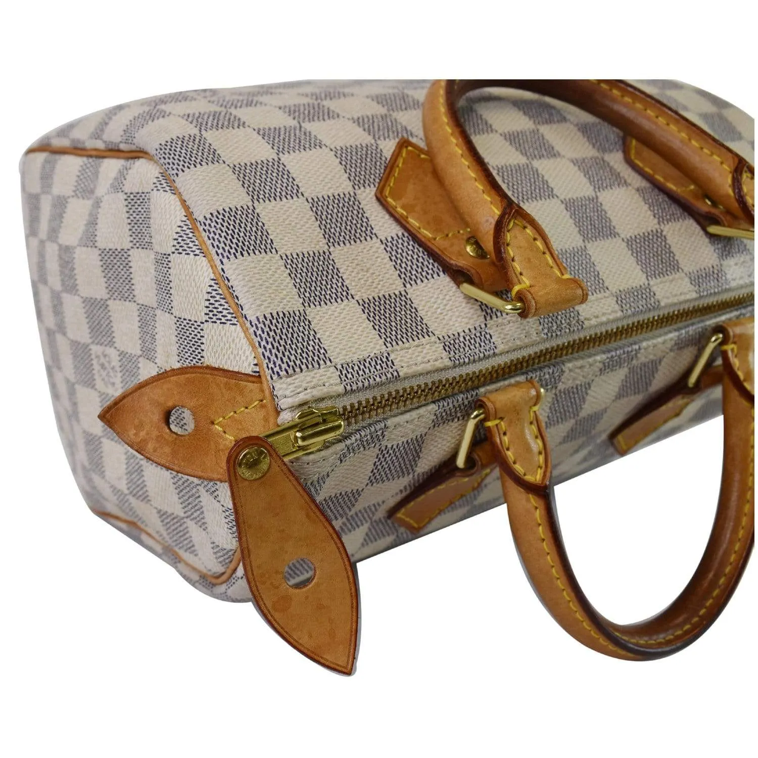 LOUIS VUITTON Speedy 25 Damier Azur Satchel Bag White