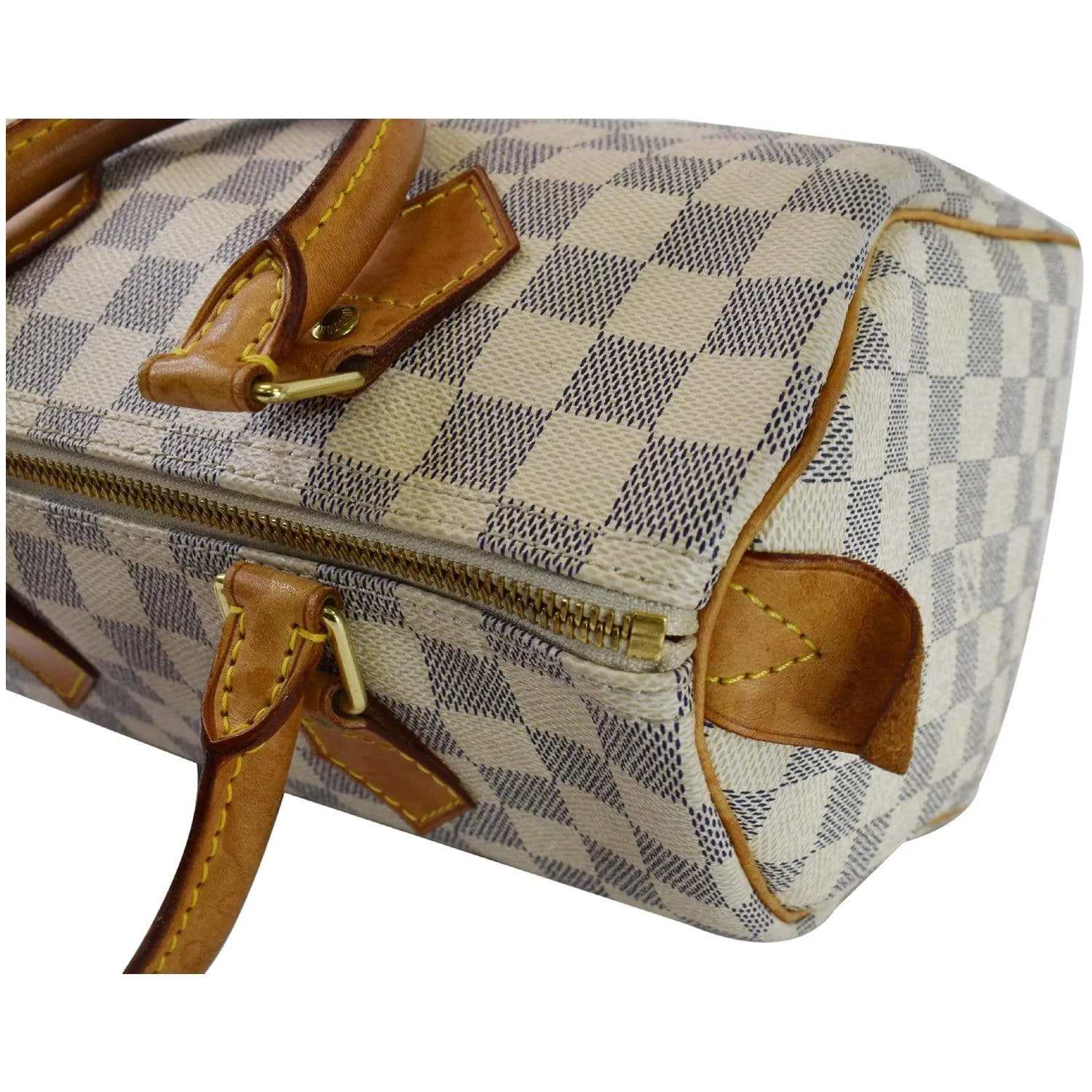 LOUIS VUITTON Speedy 25 Damier Azur Satchel Bag White