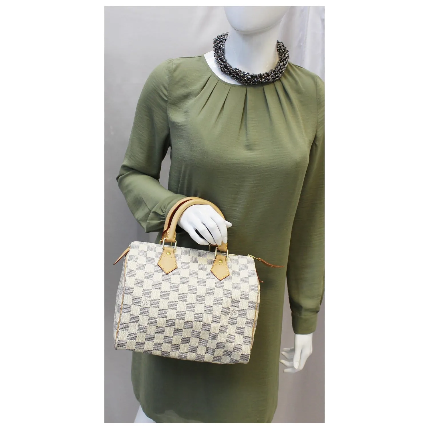 LOUIS VUITTON Speedy 25 Damier Azur Satchel Bag