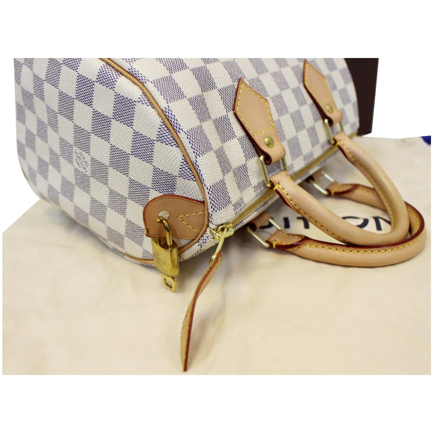 LOUIS VUITTON Speedy 25 Damier Azur Satchel Bag