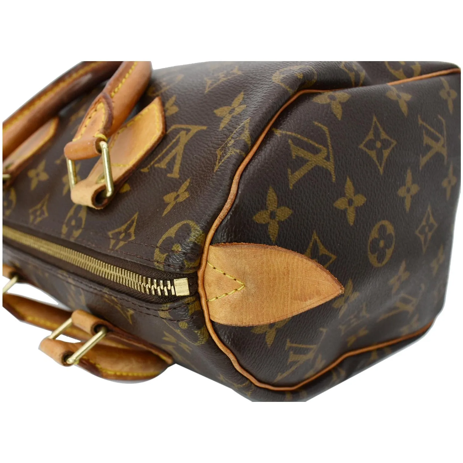 LOUIS VUITTON Speedy 25 Monogram Canvas Satchel Bag Brown - 10% OFF
