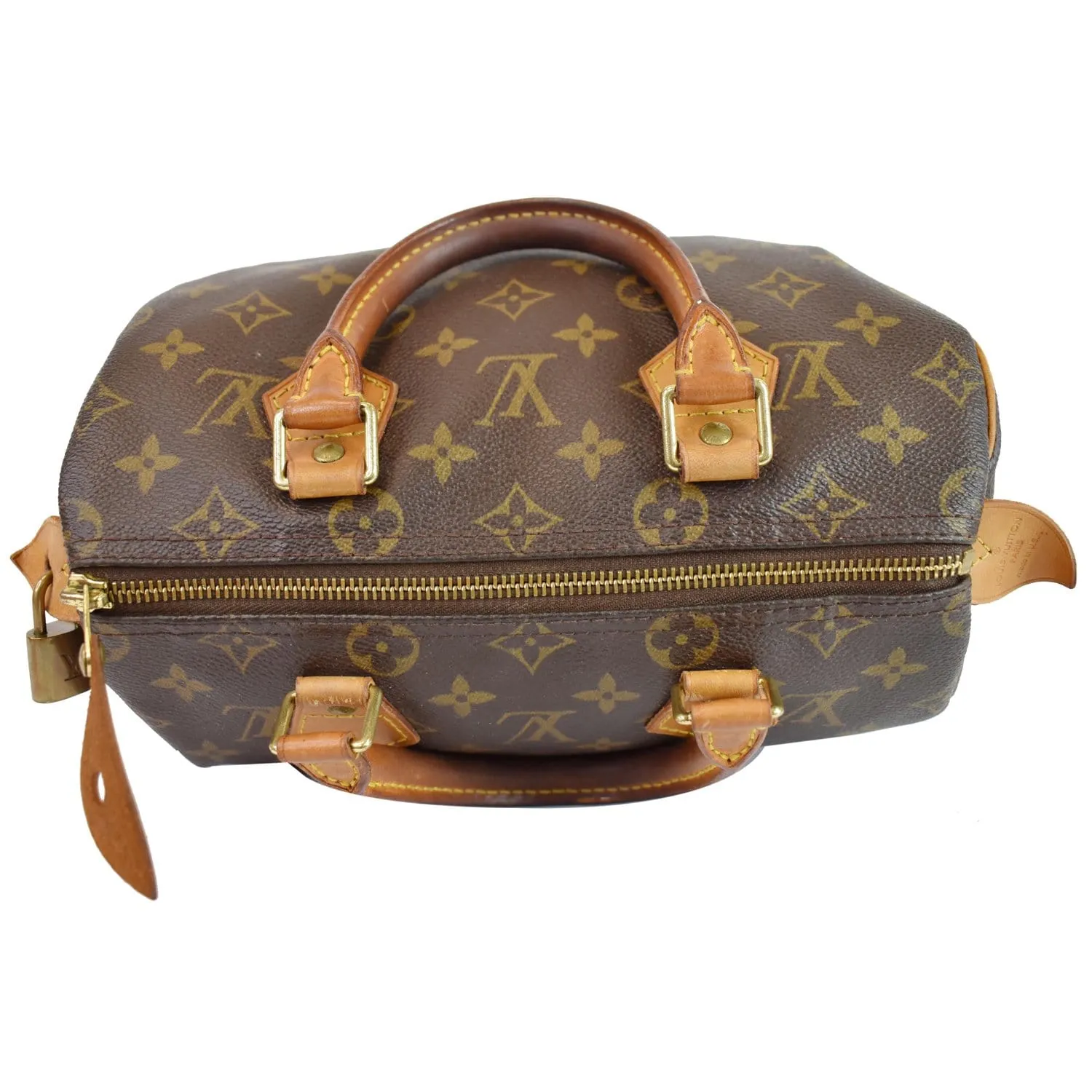 LOUIS VUITTON Speedy 25 Monogram Canvas Satchel Bag Brown