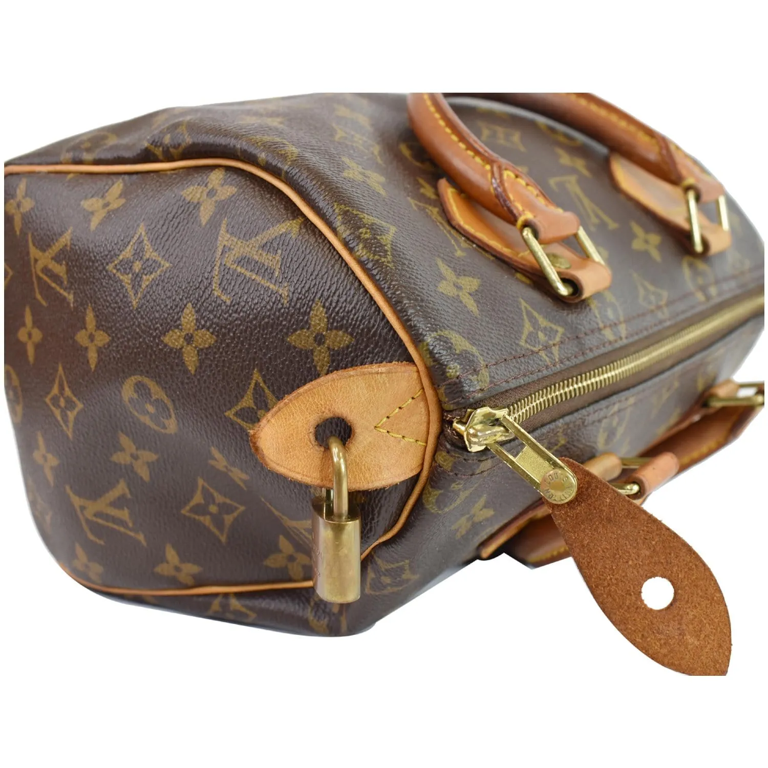 LOUIS VUITTON Speedy 25 Monogram Canvas Satchel Bag Brown