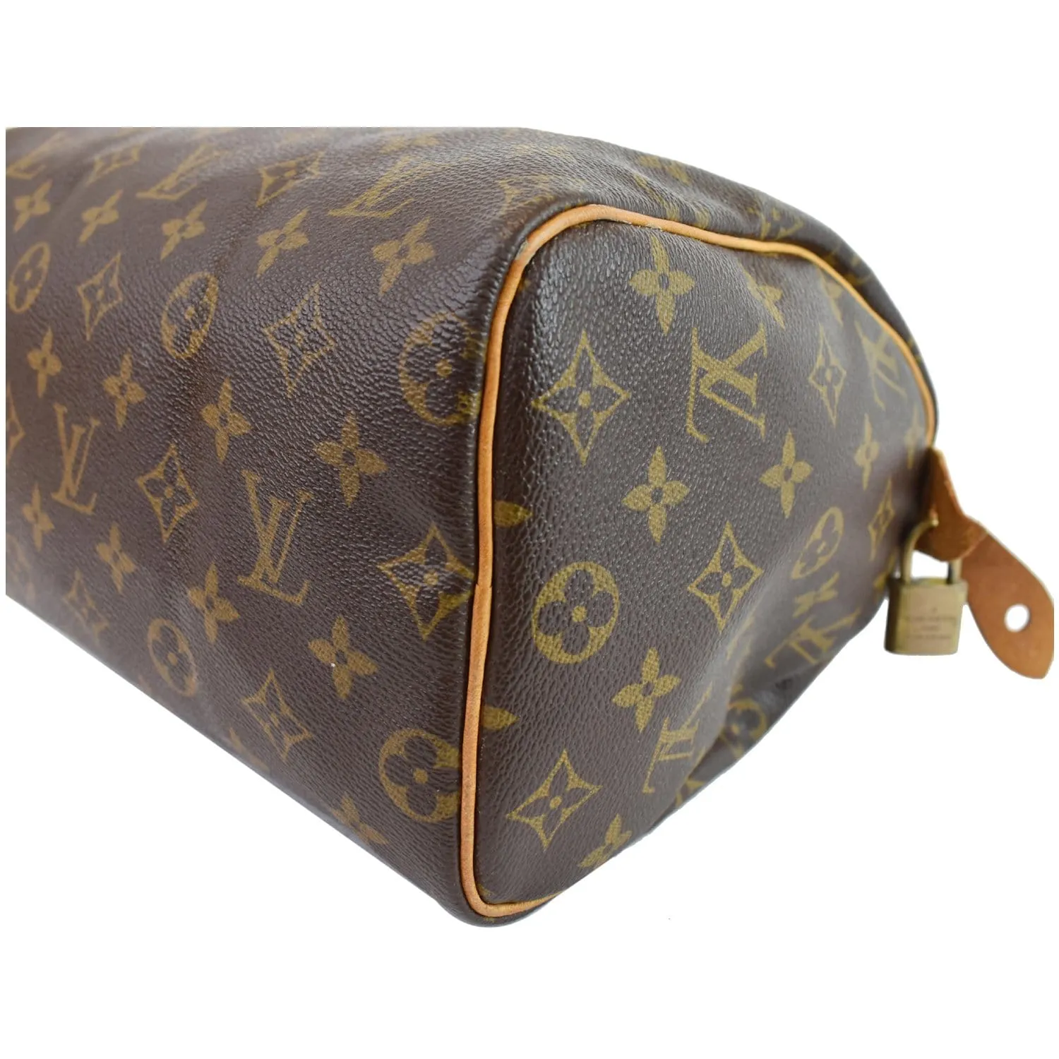LOUIS VUITTON Speedy 25 Monogram Canvas Satchel Bag Brown