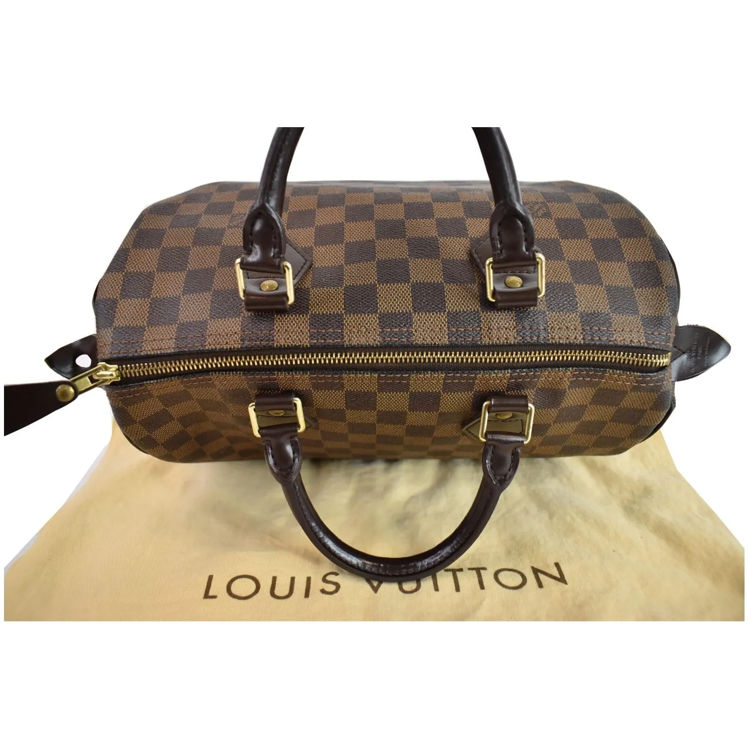 LOUIS VUITTON Speedy 30 Damier Ebene Satchel Bag Brown