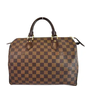 LOUIS VUITTON Speedy 30 Damier Ebene Satchel Bag Brown