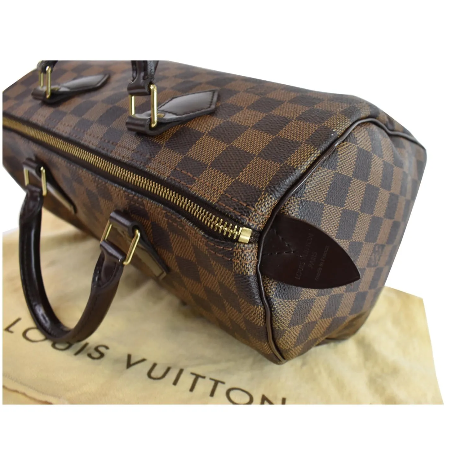LOUIS VUITTON Speedy 30 Damier Ebene Satchel Bag Brown