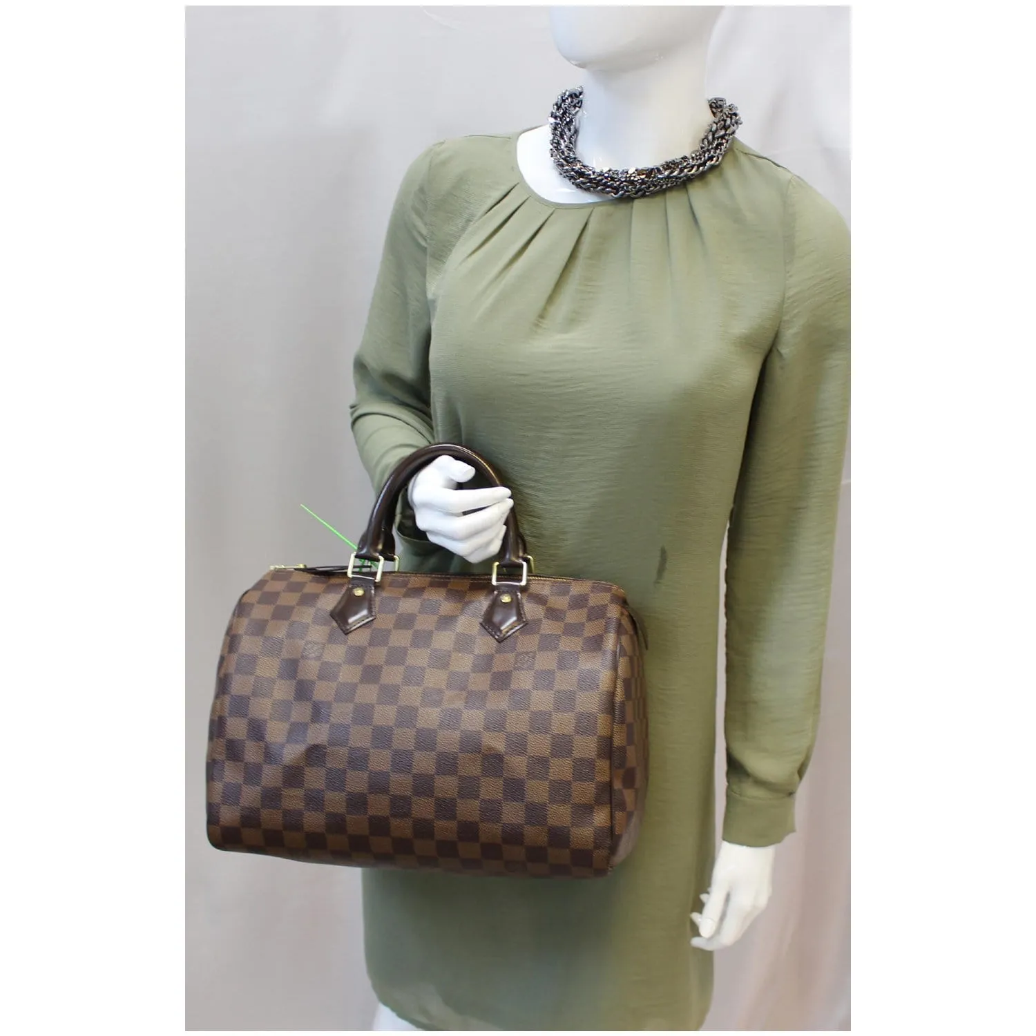 LOUIS VUITTON Speedy 30 Damier Ebene Satchel Bag Brown
