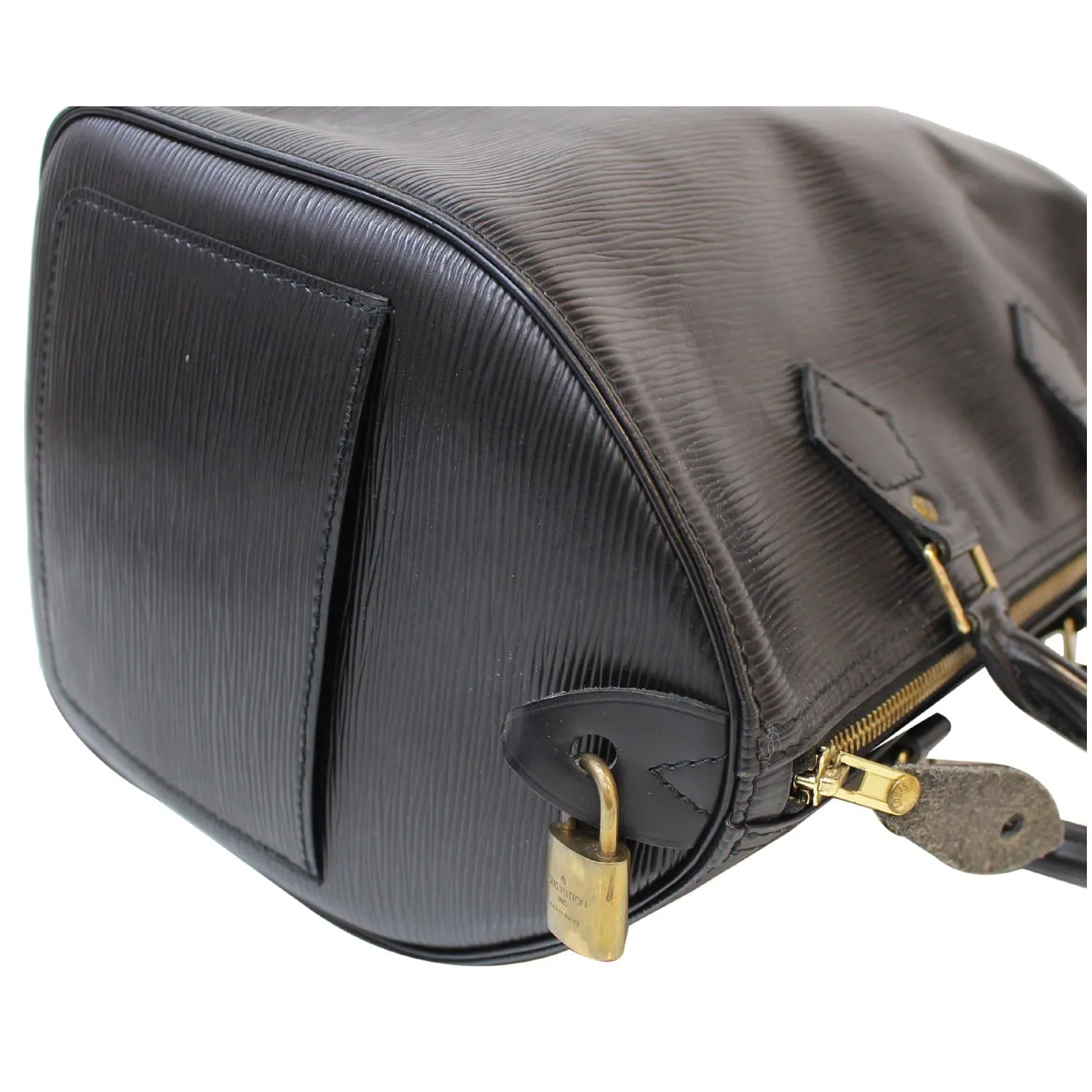 LOUIS VUITTON Speedy 30 Epi Leather Satchel Bag Black