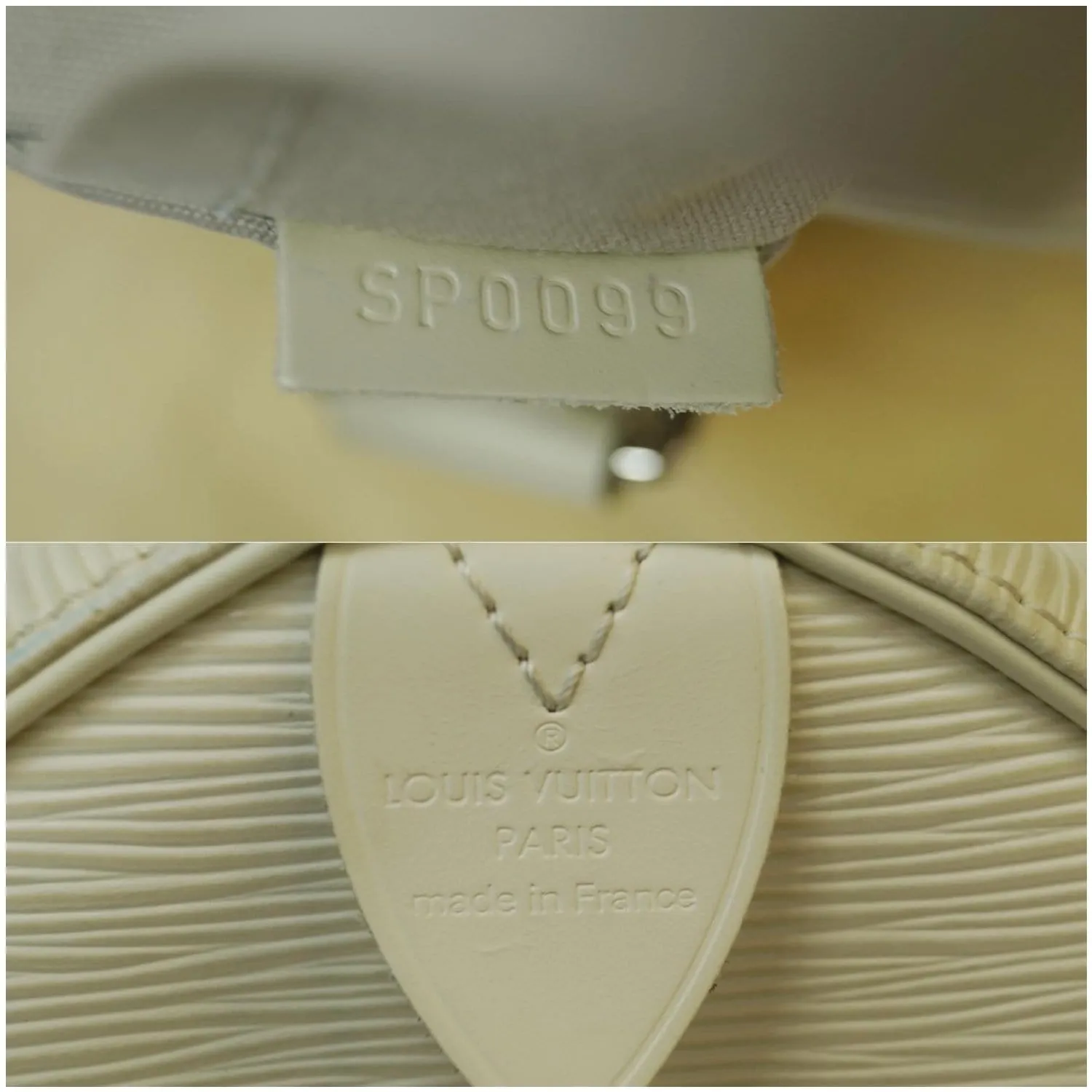 LOUIS VUITTON Speedy 30 Epi Leather Satchel Bag Ivory