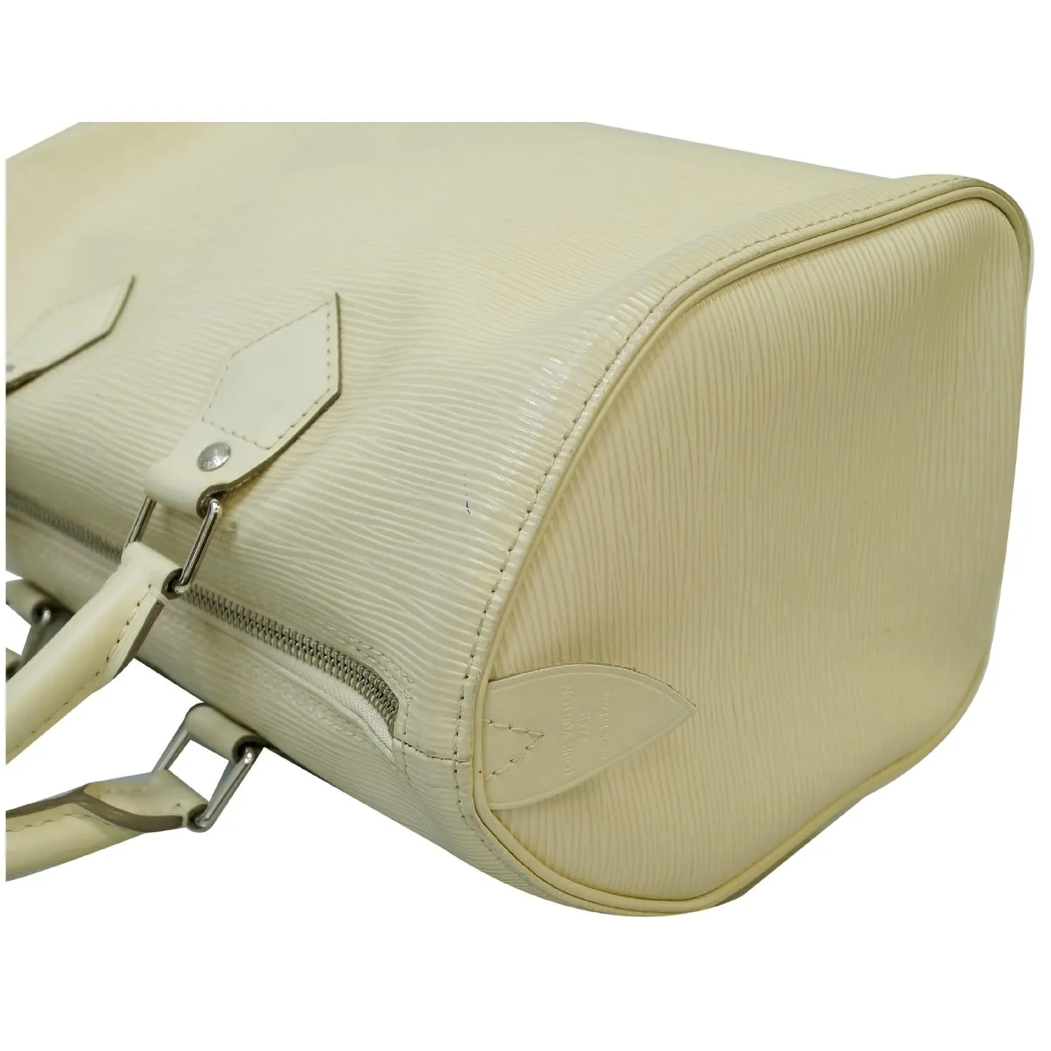 LOUIS VUITTON Speedy 30 Epi Leather Satchel Bag Ivory