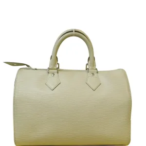 LOUIS VUITTON Speedy 30 Epi Leather Satchel Bag Ivory
