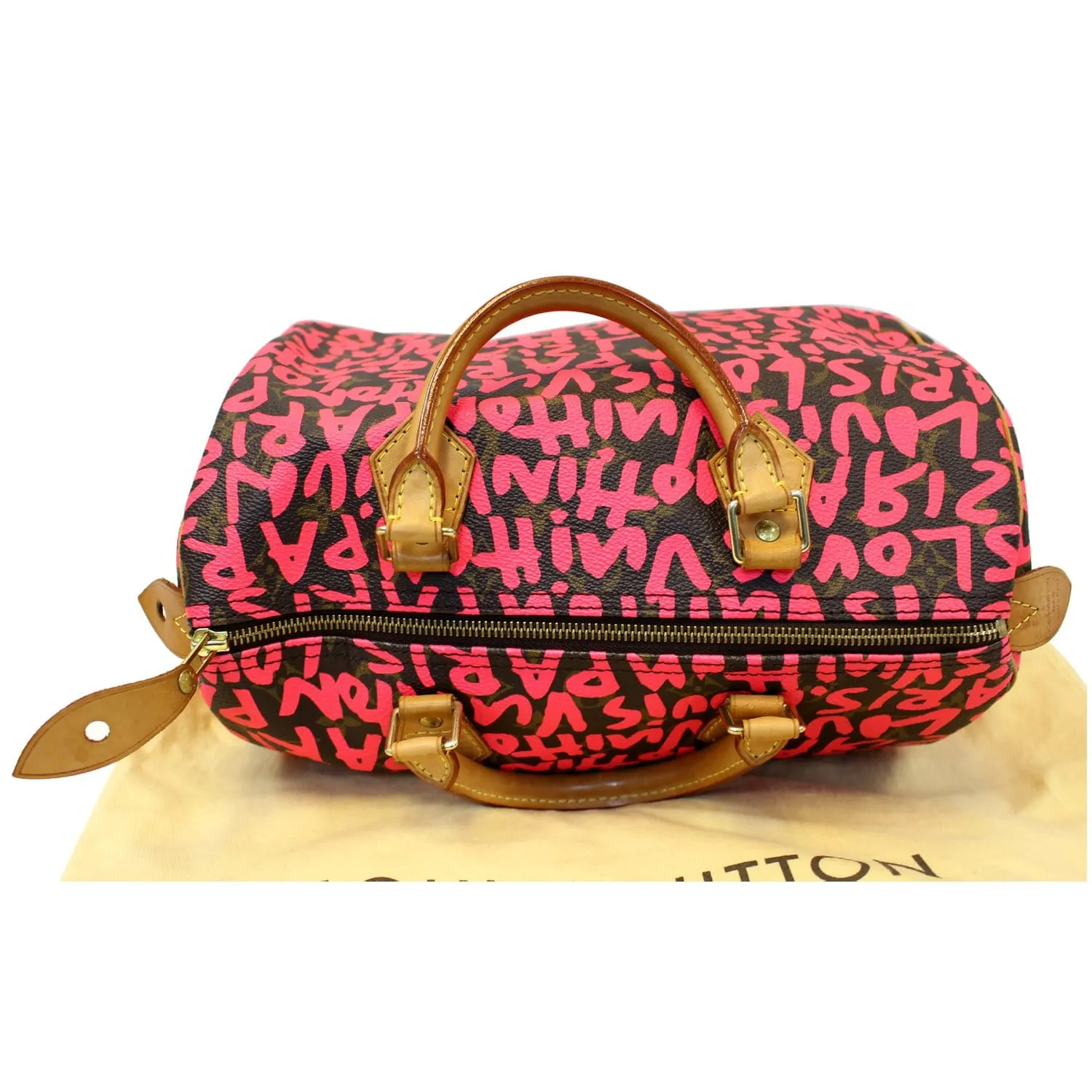 LOUIS VUITTON Speedy 30 Graffiti Monogram Satchel Bag Pink