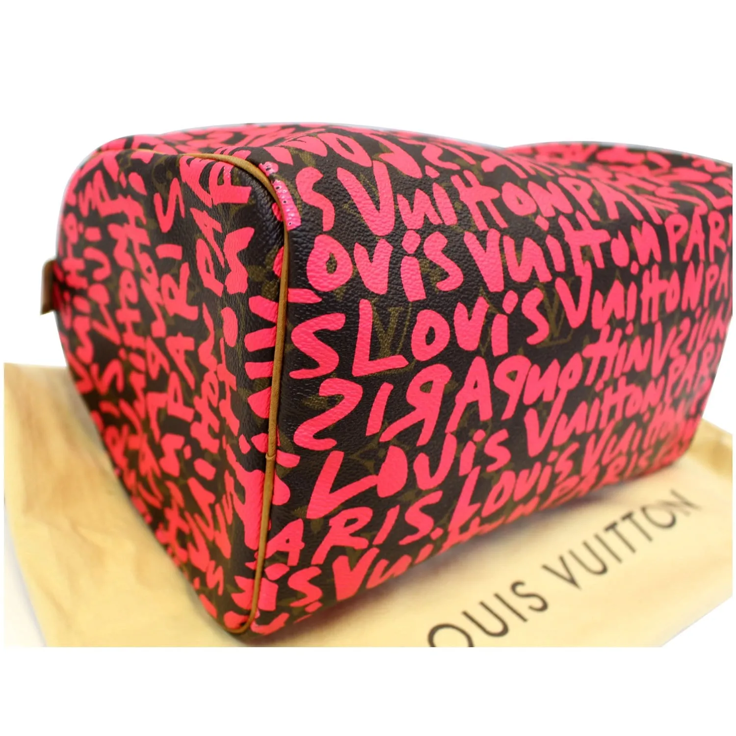 LOUIS VUITTON Speedy 30 Graffiti Monogram Satchel Bag Pink