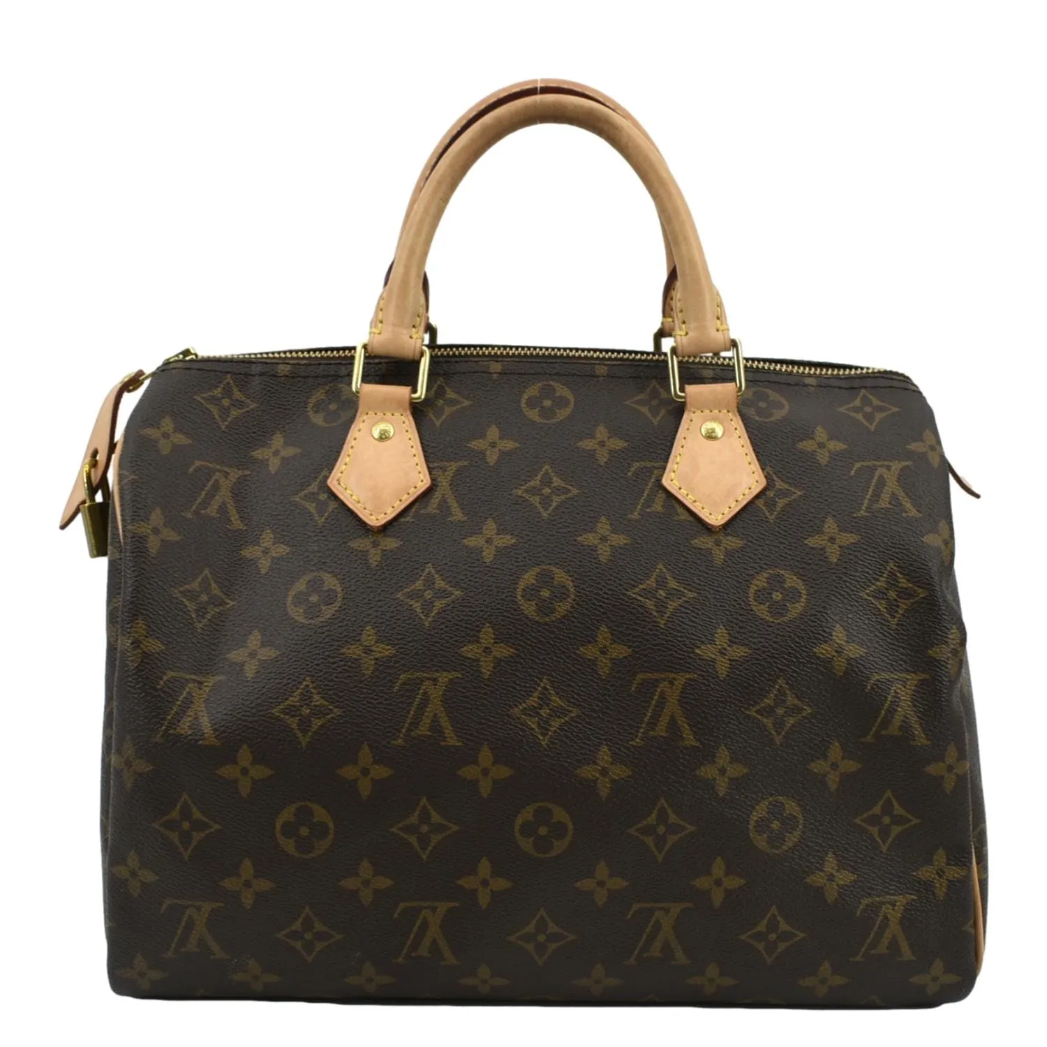 LOUIS VUITTON Speedy 30 Monogram Canvas Satchel Bag Brown