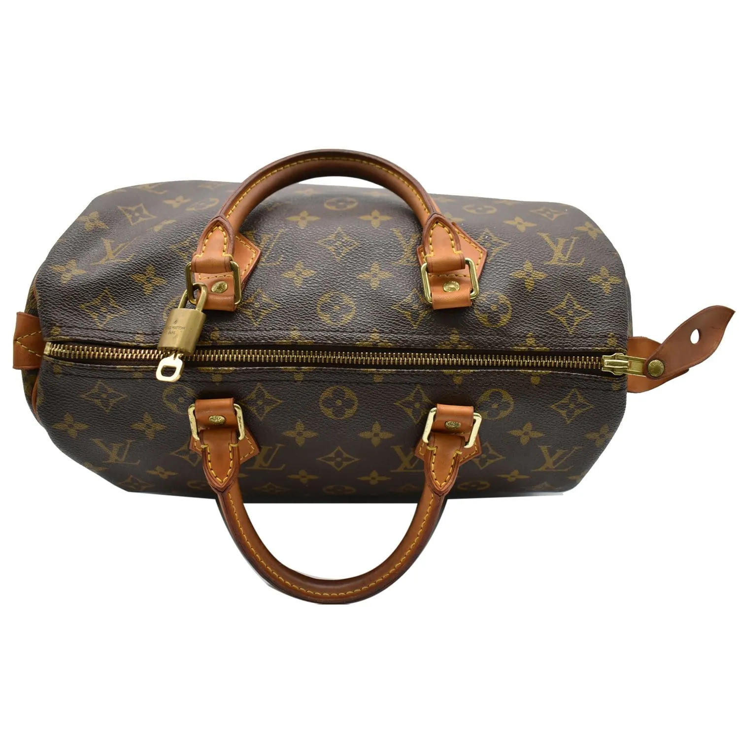 LOUIS VUITTON Speedy 30 Monogram Canvas Satchel Bag Brown