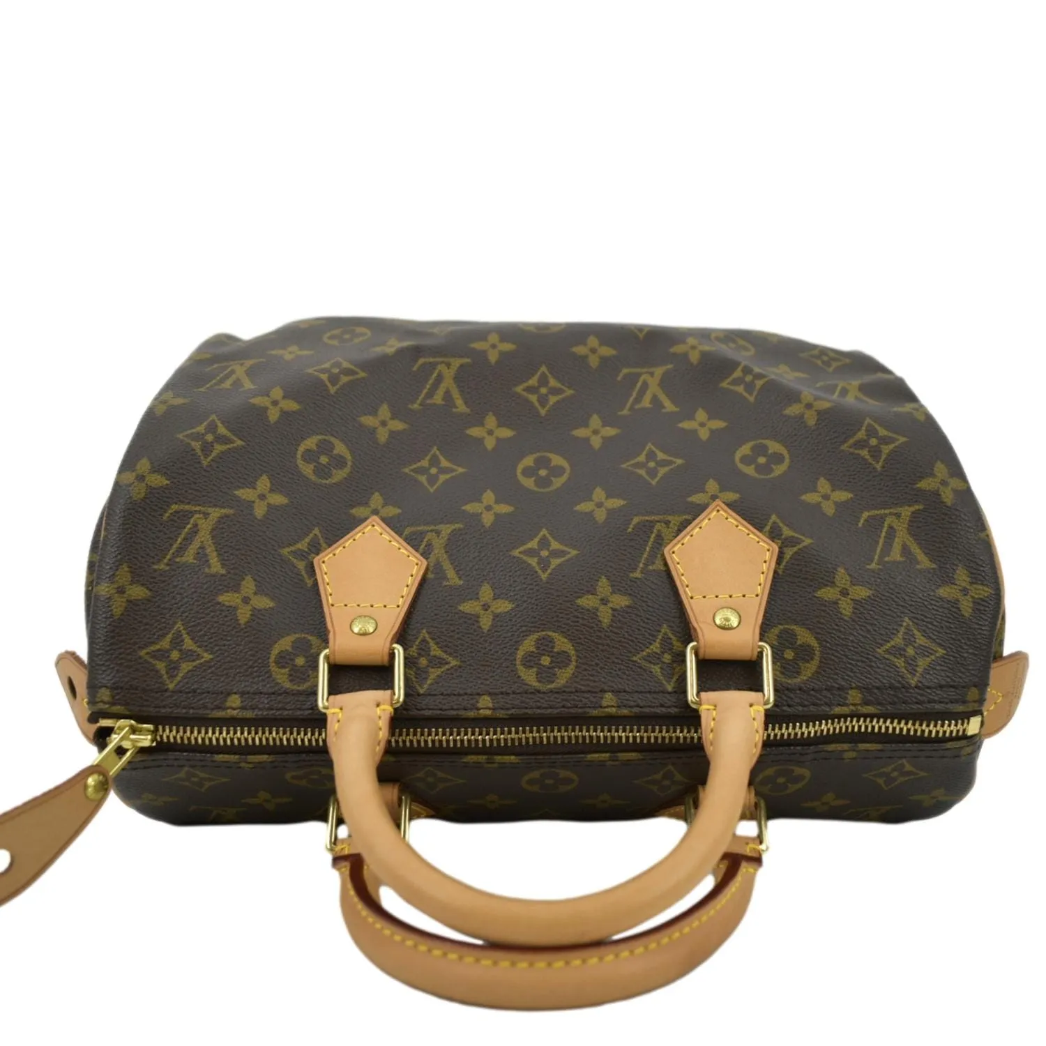 LOUIS VUITTON Speedy 30 Monogram Canvas Satchel Bag Brown