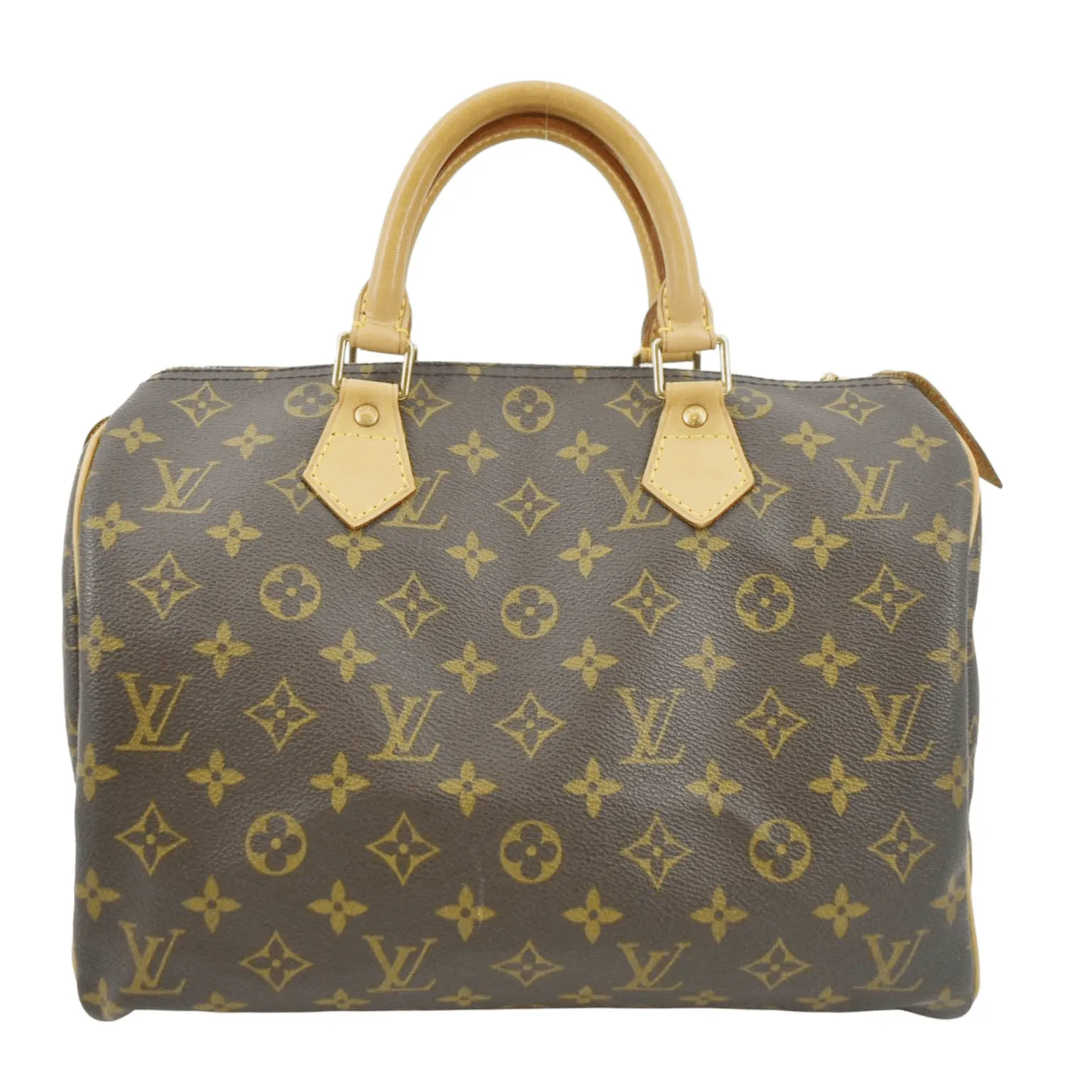 LOUIS VUITTON Speedy 30 Monogram Canvas Satchel Bag Brown