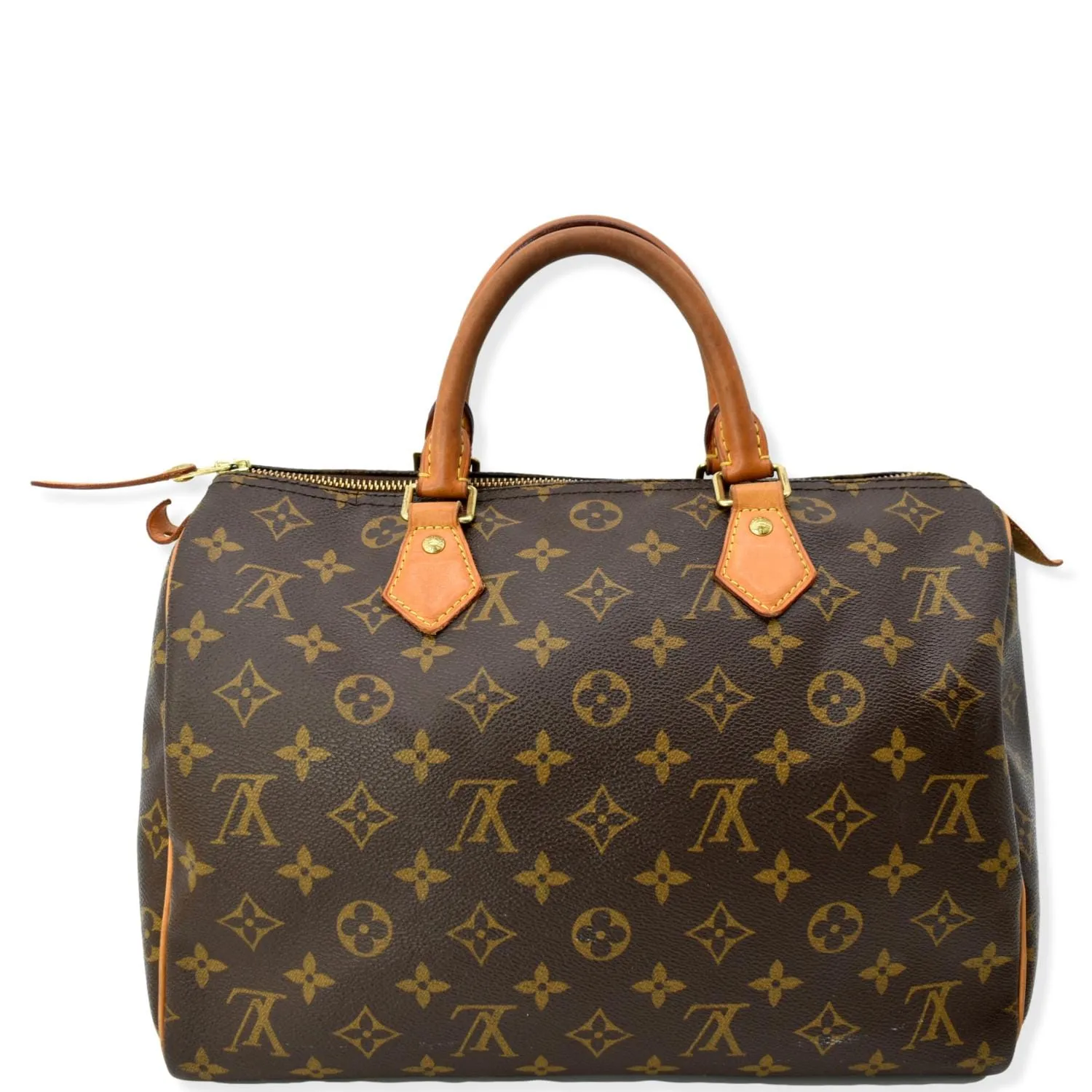 LOUIS VUITTON Speedy 30 Monogram Canvas Satchel Bag Brown