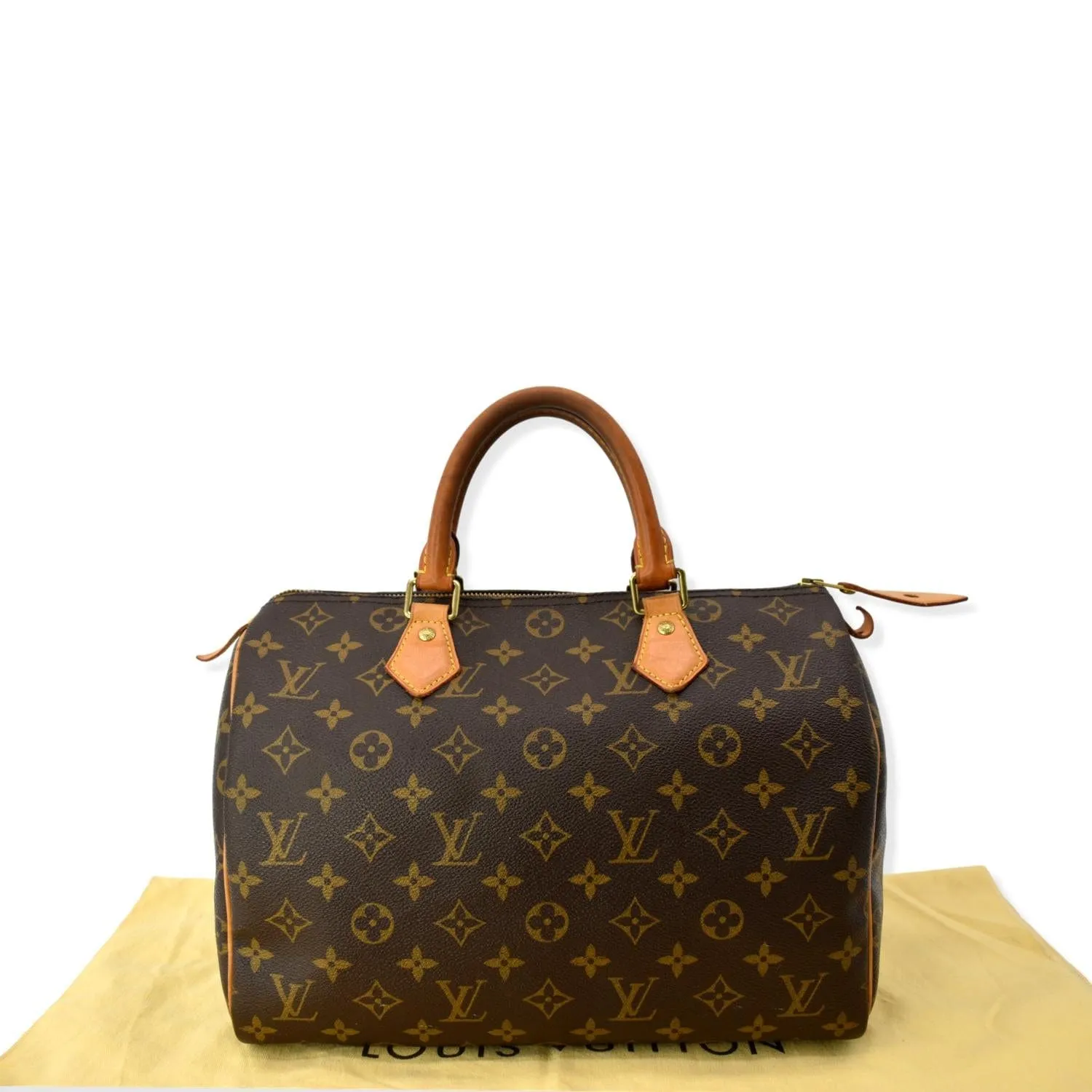 LOUIS VUITTON Speedy 30 Monogram Canvas Satchel Bag Brown