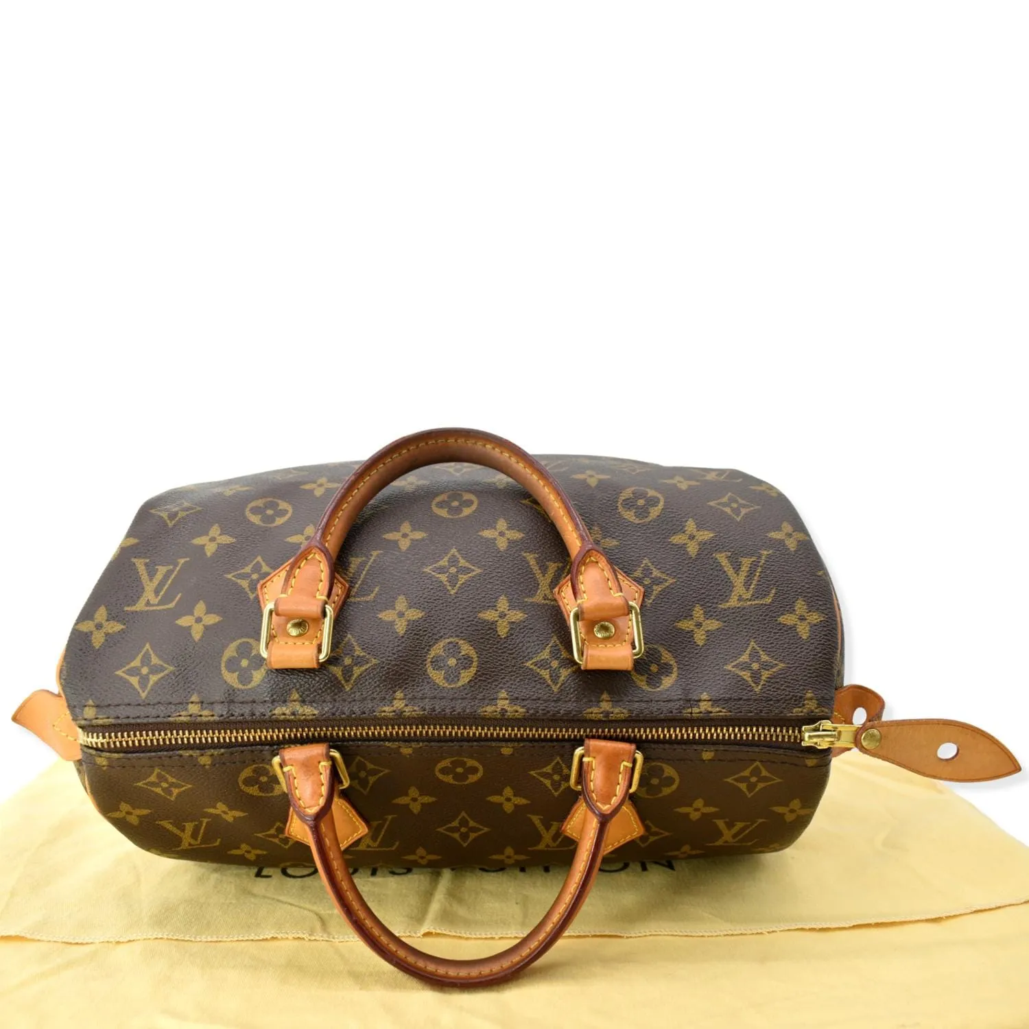 LOUIS VUITTON Speedy 30 Monogram Canvas Satchel Bag Brown