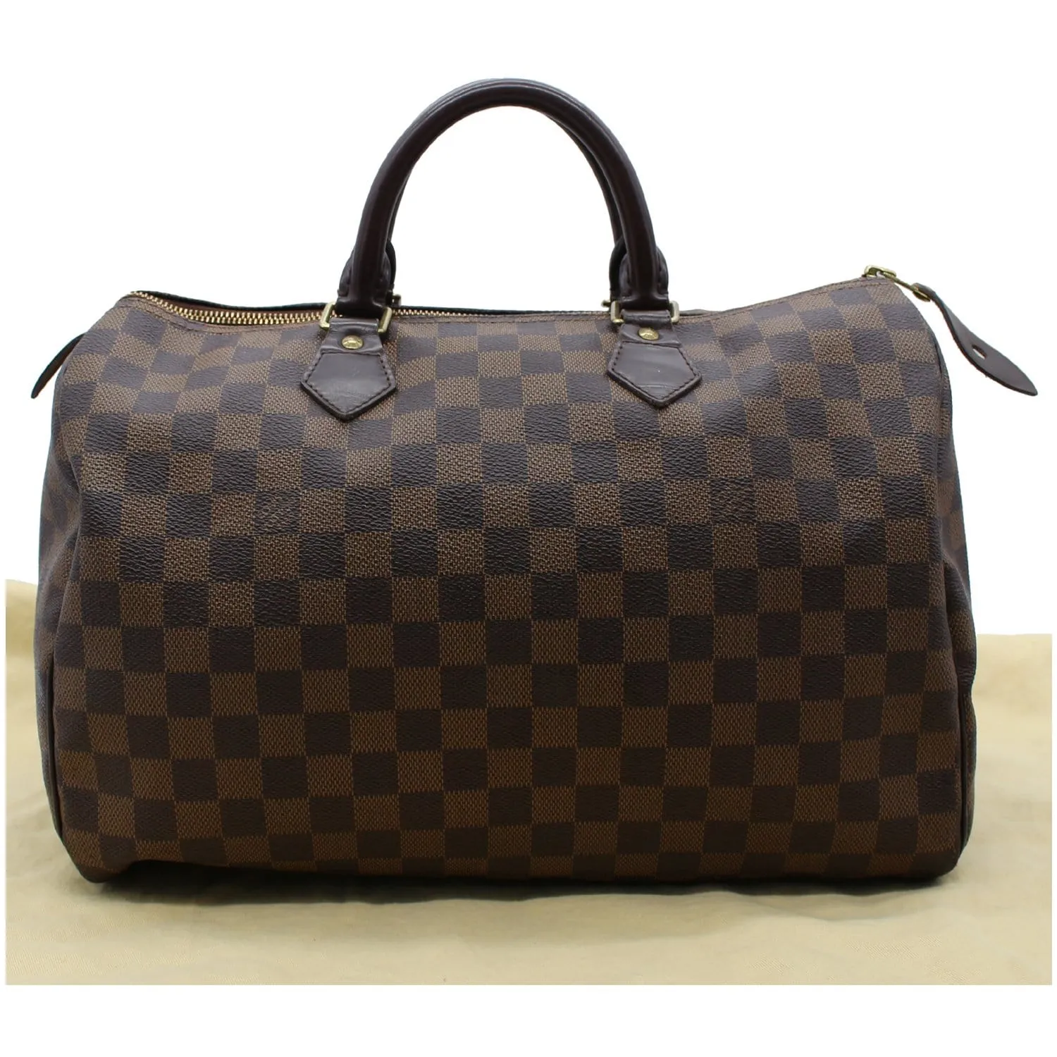 LOUIS VUITTON Speedy 35 Damier Ebene Satchel Bag Brown